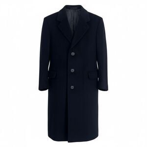 Wool Cashmere Blend Long Sleeve 3-Button Brazil Long Overcoat Black Size 40